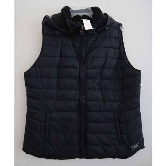 Calvin Klein Women's Sz XL Black Water Repellant Performance Puffer Vest - Picture 1 of 16